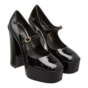 Stuart Weitzman Skyhigh 145 Mary Jane Platform Pumps Black Patent 9B New in Box